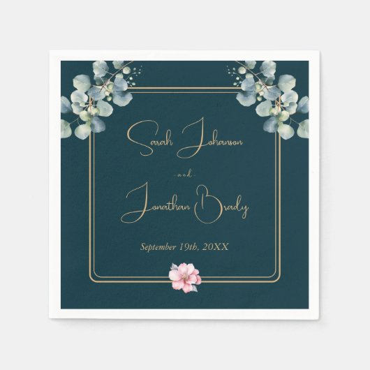 Serviette En Papier Elégant Eucalyptus Mariage de feuillage (Devant)