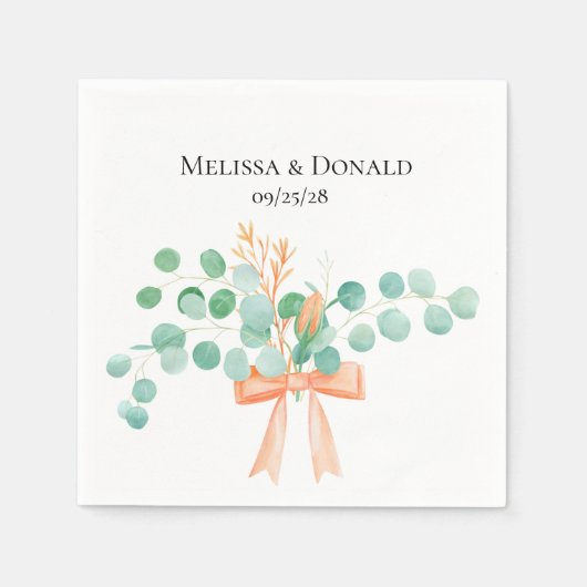 Serviette En Papier Elégant Eucalyptus Mariage floral (Devant)