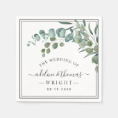 Serviette En Papier Élégant Eucalyptus Mariage Monogramme (Devant)