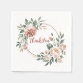 Serviette En Papier Elegant Eucalyptus Peach Floral (Devant)