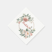 Serviette En Papier Elegant Eucalyptus Peach Floral (Coin)