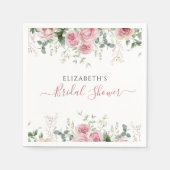 Serviette En Papier Elégant Eucalyptus & Roses Rose Invitation (Devant)