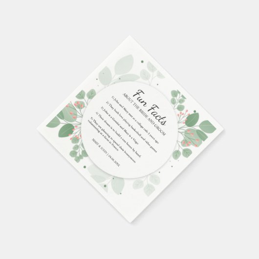 Serviette En Papier Elégant Eucalyptus Verdure Fun Faits Mariage (Coin)