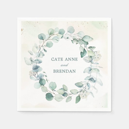 Serviette En Papier Elégant Eucalyptus Verdure Wreath Mariage rustique (Devant)