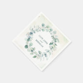 Serviette En Papier Elégant Eucalyptus Verdure Wreath Mariage rustique (Coin)