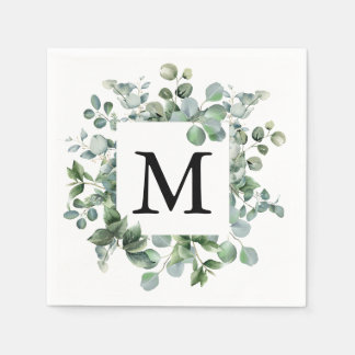 Serviette En Papier Elégant Eucalyptus Vert papier Mariage