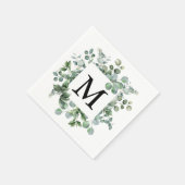 Serviette En Papier Elégant Eucalyptus Vert papier Mariage (Coin)