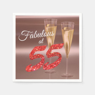 Serviette En Papier Elégant Fabuleux à 55 Anniversaire Chic Coral Part