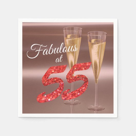 Serviette En Papier Elégant Fabuleux à 55 Anniversaire Chic Coral Part (Devant)