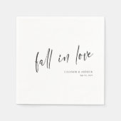Serviette En Papier Elegant Fall in Love Script Minimalist Wedding (Devant)