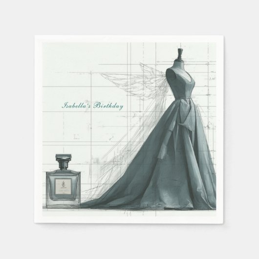 Serviette En Papier Elegant Fashion Birthday Napkins – Perfume & Gown (Devant)