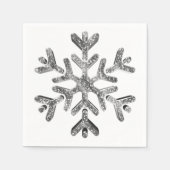 Serviette En Papier Élégant Faux Diamants Argent Snowflake Noël (Devant)