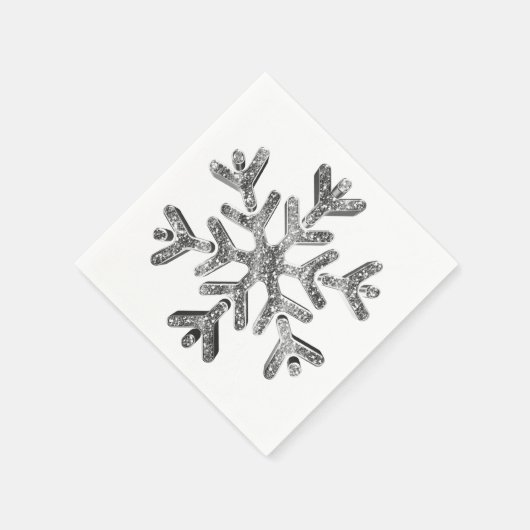 Serviette En Papier Élégant Faux Diamants Argent Snowflake Noël (Coin)