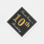 Serviette En Papier Elégant, Faux Gold 10e anniversaire + Nom personna (Coin)