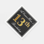 Serviette En Papier Elégant, Faux Gold 13ème anniversaire + Nom person (Coin)