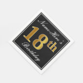 Serviette En Papier Elégant, Faux Gold 18e anniversaire + Nom personna (Coin)