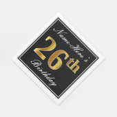 Serviette En Papier Elégant, Faux Gold 26e anniversaire + Nom personna (Coin)