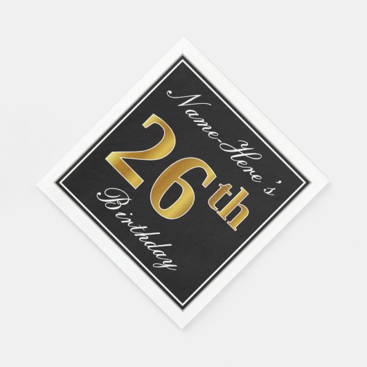 Serviette En Papier Elégant, Faux Gold 26e anniversaire + Nom personna (Coin)