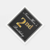 Serviette En Papier Elégant, Faux Gold 2e anniversaire + Nom personnal (Coin)