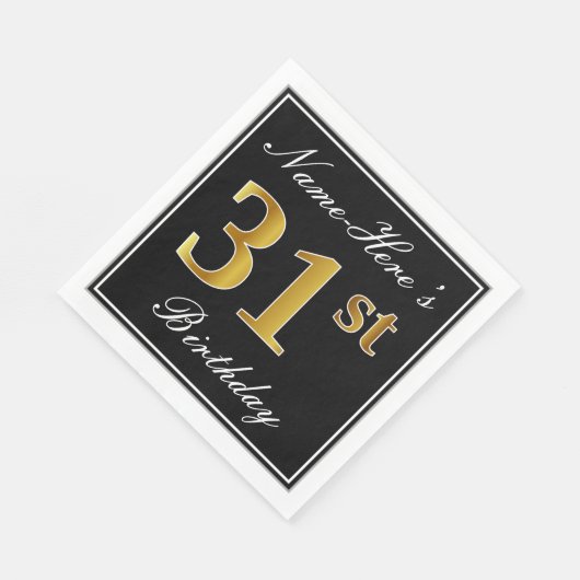 Serviette En Papier Elégant, Faux Gold 31ème anniversaire + Nom person (Coin)
