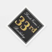 Serviette En Papier Elégant, Faux Gold 33ème anniversaire + Nom person (Coin)