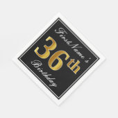 Serviette En Papier Elégant, Faux Gold 36e anniversaire + Nom personna (Coin)