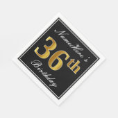 Serviette En Papier Elégant, Faux Gold 36e anniversaire + Nom personna (Coin)