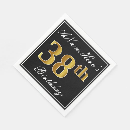 Serviette En Papier Elégant, Faux Gold 38e anniversaire + Nom personna (Coin)