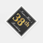 Serviette En Papier Elégant, Faux Gold 38e anniversaire + Nom personna (Coin)