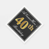 Serviette En Papier Elégant, Faux Gold 40e anniversaire + Nom personna (Coin)