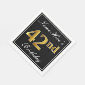 Serviette En Papier Elégant, Faux Gold 42e anniversaire + Nom personna (Coin)
