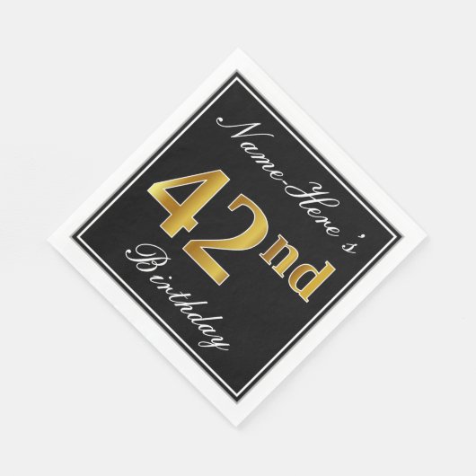 Serviette En Papier Elégant, Faux Gold 42e anniversaire + Nom personna (Coin)