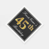 Serviette En Papier Elégant, Faux Gold 45e anniversaire + Nom personna (Coin)