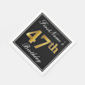 Serviette En Papier Elégant, Faux Gold 47e anniversaire + Nom personna (Coin)