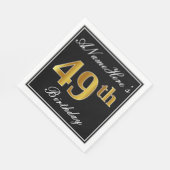 Serviette En Papier Elégant, Faux Gold 49e anniversaire + Nom personna (Coin)