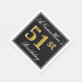 Serviette En Papier Elégant, Faux Gold 51ème Anniversaire + Nom person (Coin)