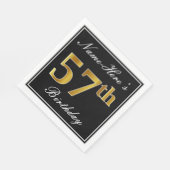 Serviette En Papier Elégant, Faux Gold 57e anniversaire + Nom personna (Coin)
