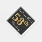 Serviette En Papier Elégant, Faux Gold 58e anniversaire + Nom personna (Coin)