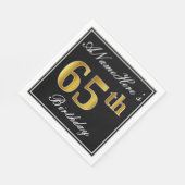 Serviette En Papier Elégant, Faux Gold 65e anniversaire + Nom personna (Coin)