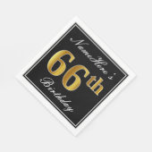 Serviette En Papier Elégant, Faux Gold 66e anniversaire + Nom personna (Coin)