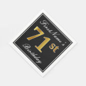 Serviette En Papier Elégant, Faux Gold 71ème anniversaire + Nom person (Coin)