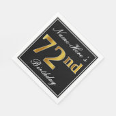 Serviette En Papier Elégant, Faux Gold 72e anniversaire + Nom personna (Coin)