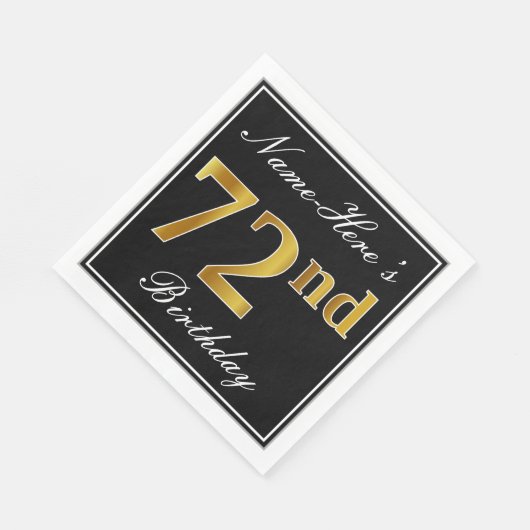 Serviette En Papier Elégant, Faux Gold 72e anniversaire + Nom personna (Coin)