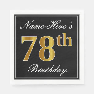 Serviette En Papier Elégant, Faux Gold 78e anniversaire + Nom personna