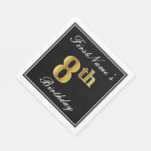 Serviette En Papier Elégant, Faux Gold 8e anniversaire + Nom personnal (Coin)