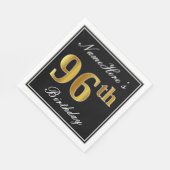 Serviette En Papier Elégant, Faux Gold 96e anniversaire + Nom personna (Coin)