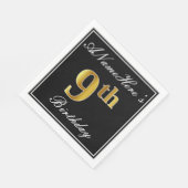 Serviette En Papier Elégant, Faux Gold 9e anniversaire + Nom personnal (Coin)