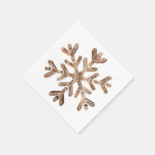 Serviette En Papier Élégant Faux Gold Diamonds Snowflake Noël (Coin)