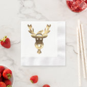 Serviette En Papier Élégant Faux Gold Reindeer Santa Hat Noël (En situation)