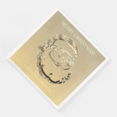 Serviette En Papier Élégant Faux Gold Santa Claus Joyeux Noël (Coin)